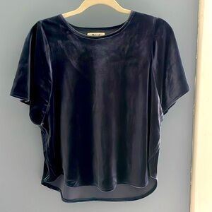 Madewell size Small Velvet Velour scoop neck short sleeve Top Tee t-shirt